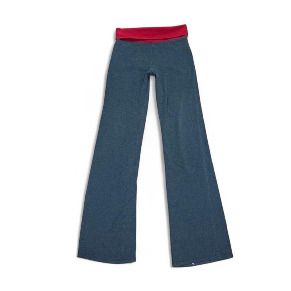Grey and Red Fold Over Y2K Yoga Pants Size M